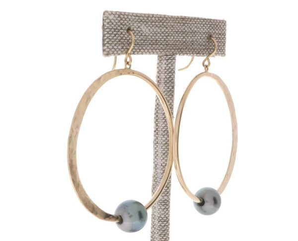 Tahitian Pearl Crescent Moon Hoops