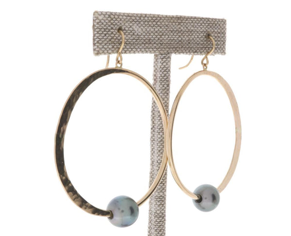 Tahitian Pearl Crescent Moon Hoops