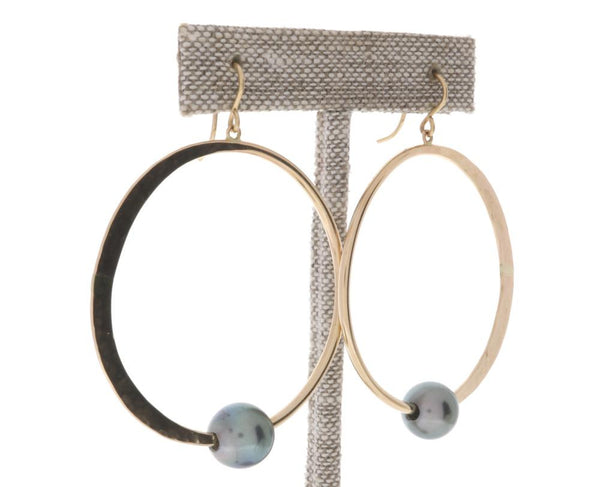 Tahitian Pearl Crescent Moon Hoops