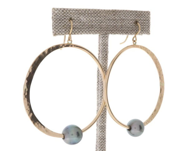 Tahitian Pearl Crescent Moon Hoops
