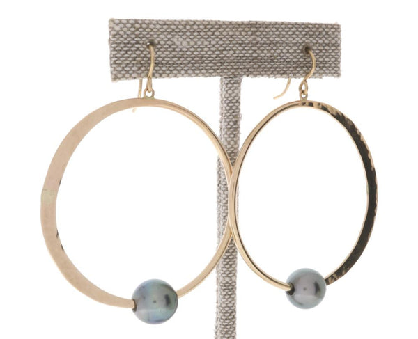 Tahitian Pearl Crescent Moon Hoops