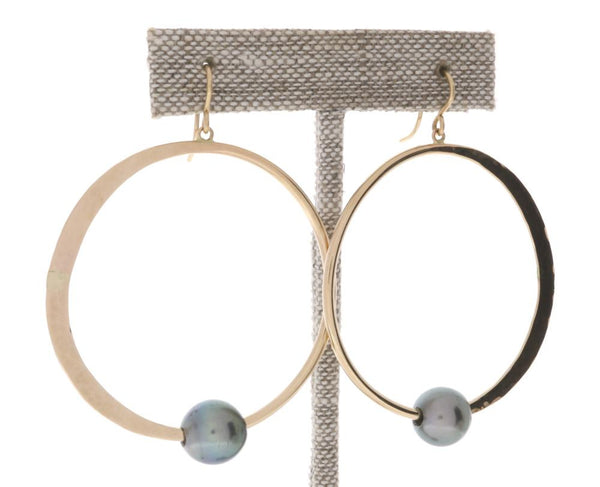 Tahitian Pearl Crescent Moon Hoops