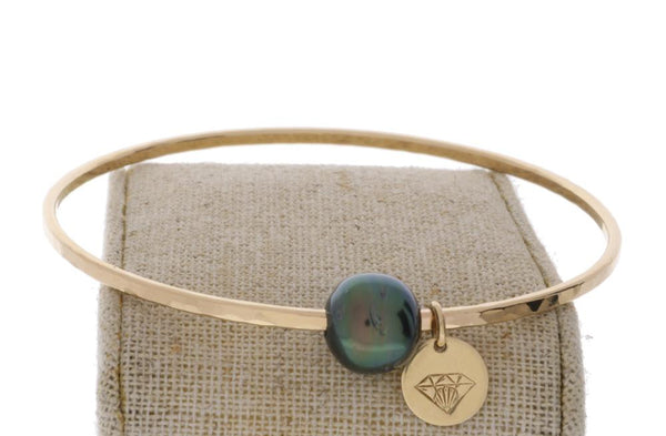 Tahitian Pearl Bangle in Gold