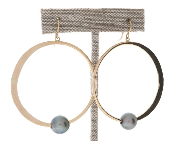 Tahitian Pearl Crescent Moon Hoops