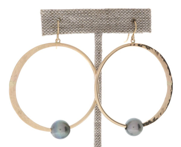 Tahitian Pearl Crescent Moon Hoops