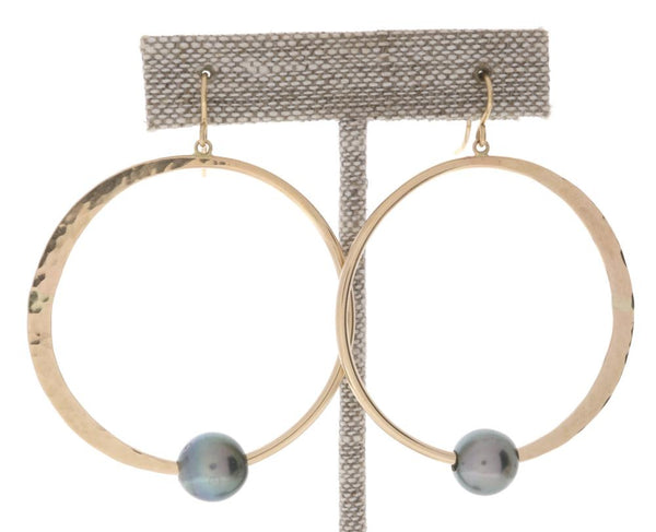 Tahitian Pearl Crescent Moon Hoops
