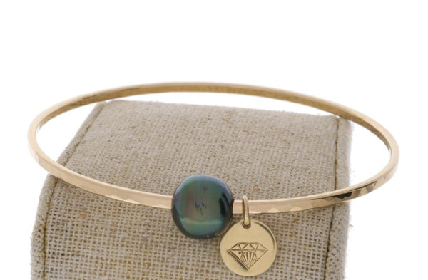 Tahitian Pearl Bangle in Gold