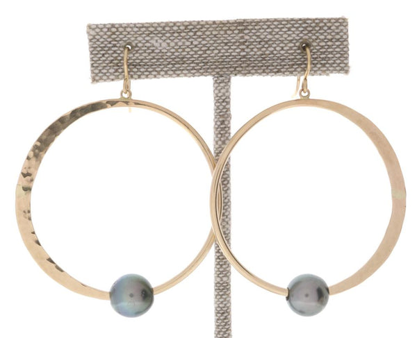 Tahitian Pearl Crescent Moon Hoops