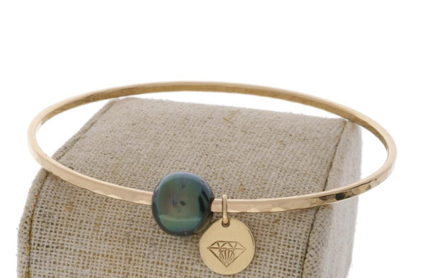 Tahitian Pearl Bangle in Gold