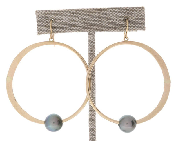 Tahitian Pearl Crescent Moon Hoops