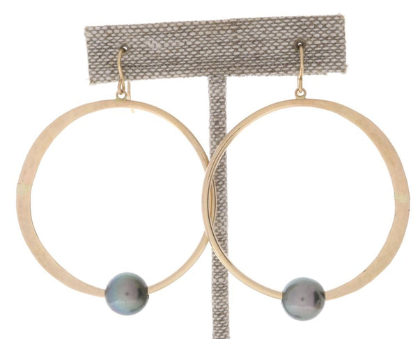 Tahitian Pearl Crescent Moon Hoops