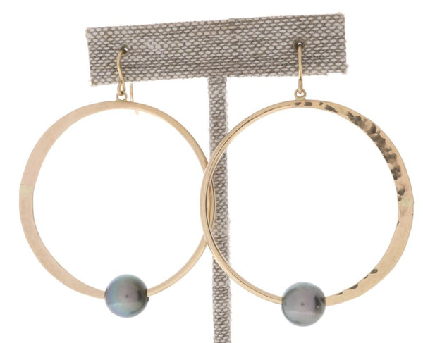Tahitian Pearl Crescent Moon Hoops