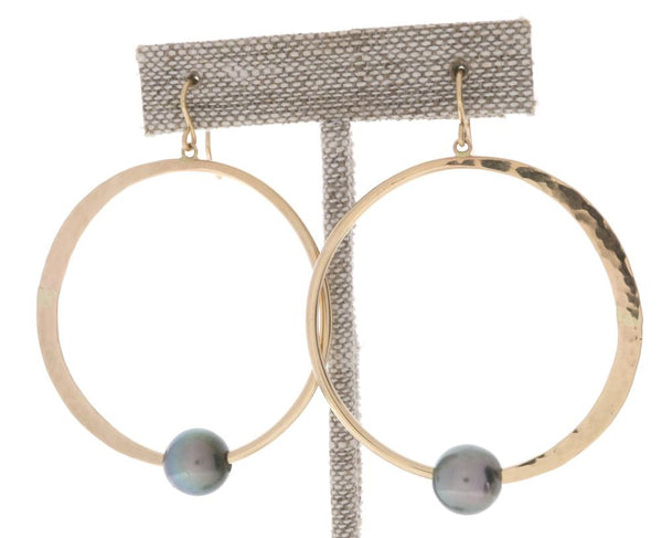 Tahitian Pearl Crescent Moon Hoops