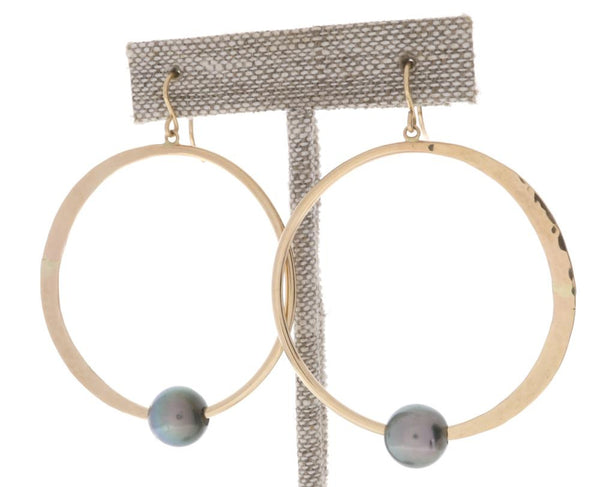 Tahitian Pearl Crescent Moon Hoops