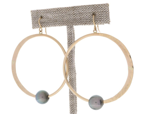 Tahitian Pearl Crescent Moon Hoops