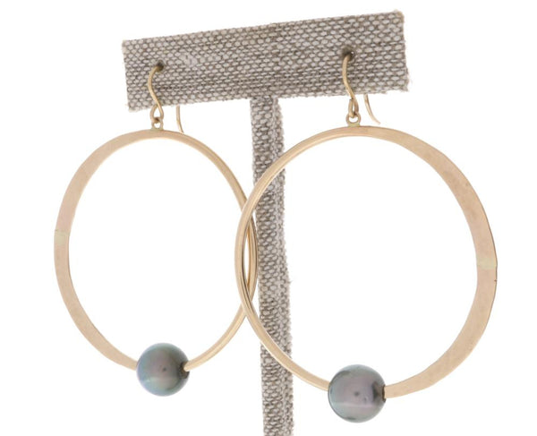 Tahitian Pearl Crescent Moon Hoops