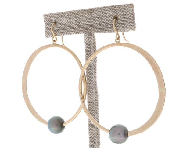Tahitian Pearl Crescent Moon Hoops