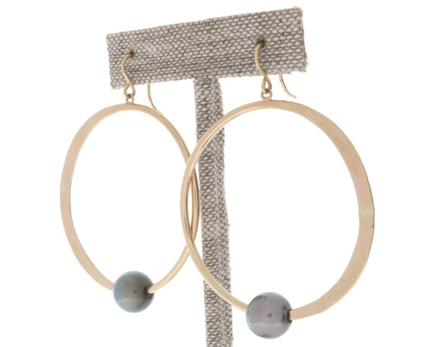 Tahitian Pearl Crescent Moon Hoops