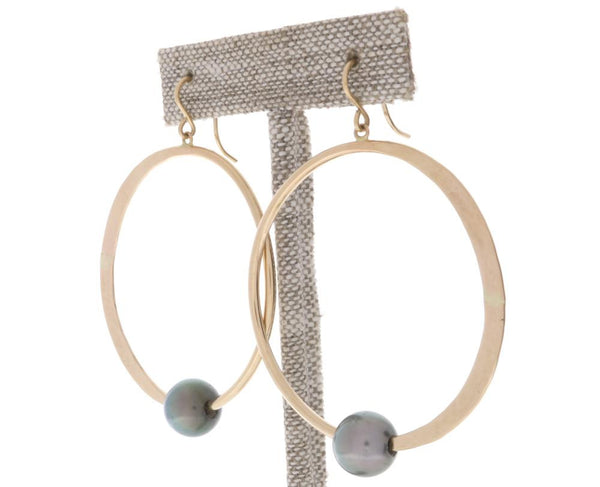 Tahitian Pearl Crescent Moon Hoops