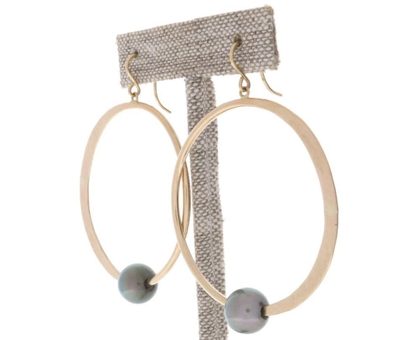 Tahitian Pearl Crescent Moon Hoops