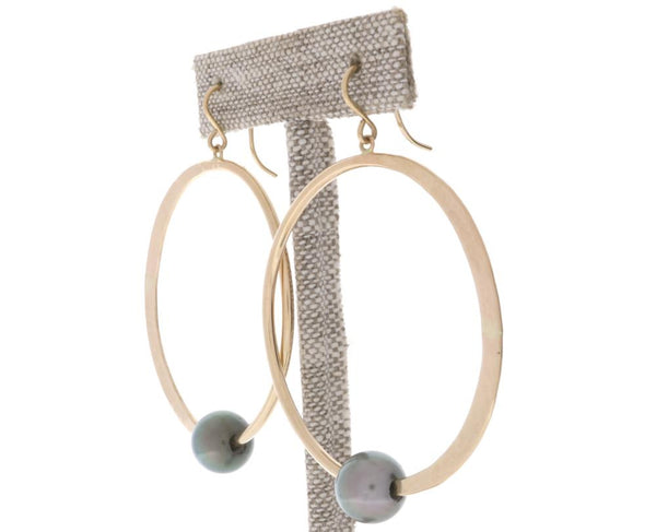 Tahitian Pearl Crescent Moon Hoops