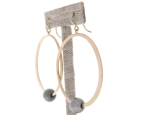 Tahitian Pearl Crescent Moon Hoops
