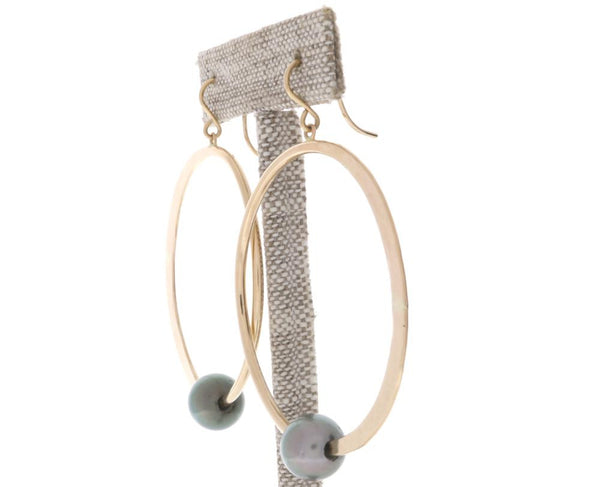 Tahitian Pearl Crescent Moon Hoops