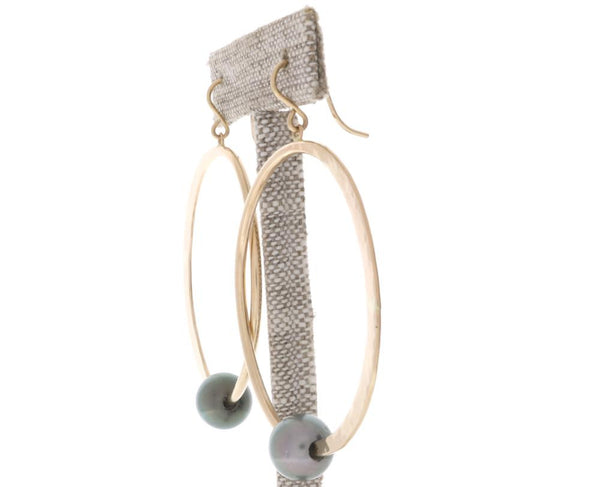 Tahitian Pearl Crescent Moon Hoops
