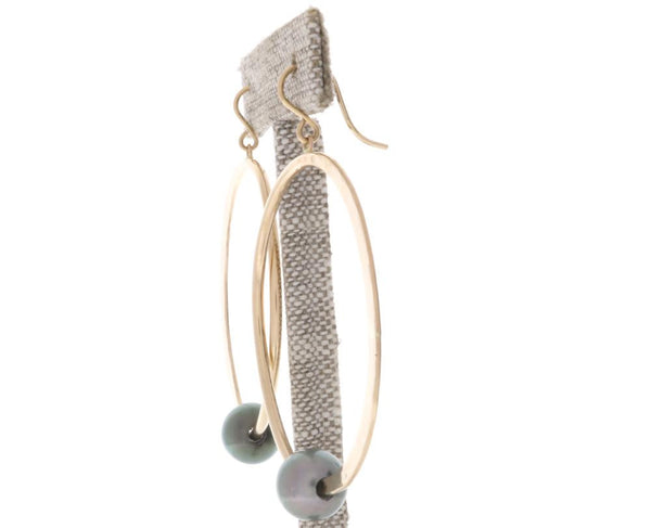 Tahitian Pearl Crescent Moon Hoops