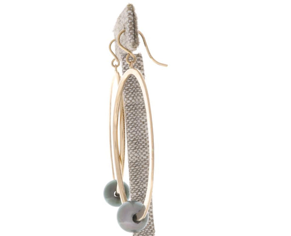 Tahitian Pearl Crescent Moon Hoops
