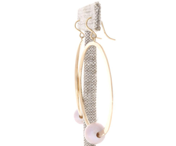 Pink Pearl Crescent Moon Hoops