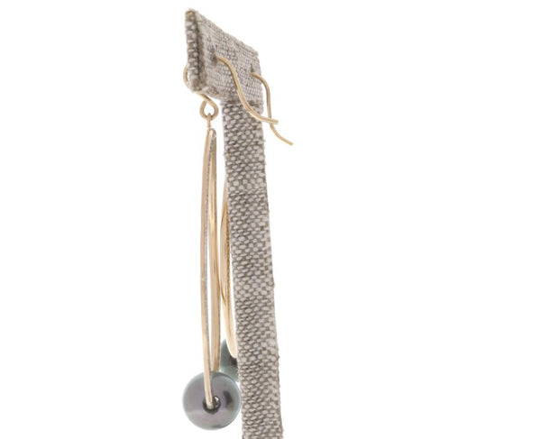 Tahitian Pearl Crescent Moon Hoops