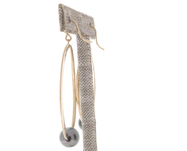 Tahitian Pearl Crescent Moon Hoops