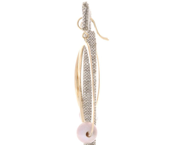 Pink Pearl Crescent Moon Hoops