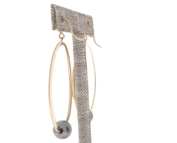 Tahitian Pearl Crescent Moon Hoops