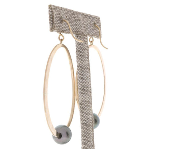 Tahitian Pearl Crescent Moon Hoops
