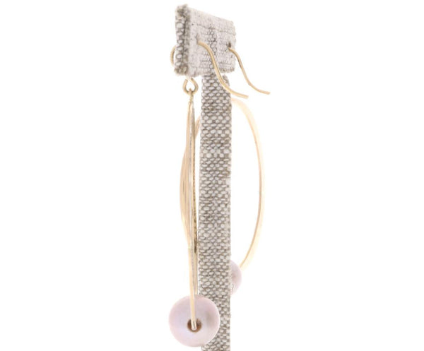 Pink Pearl Crescent Moon Hoops