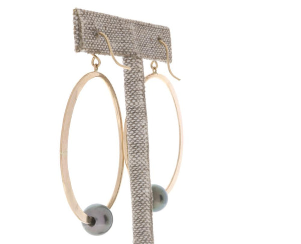 Tahitian Pearl Crescent Moon Hoops