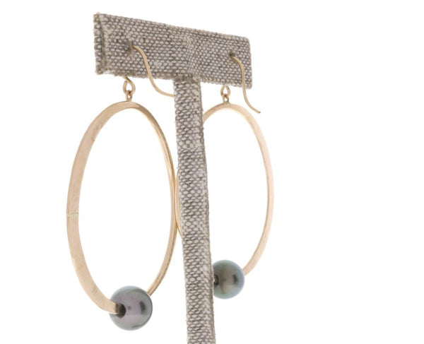 Tahitian Pearl Crescent Moon Hoops