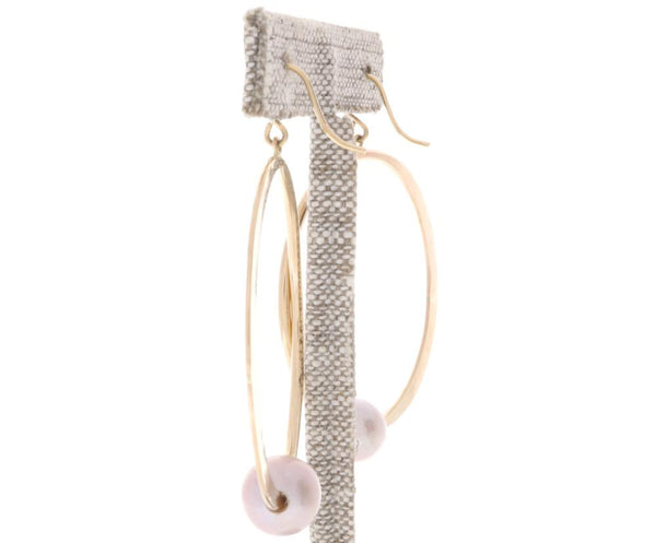 Pink Pearl Crescent Moon Hoops
