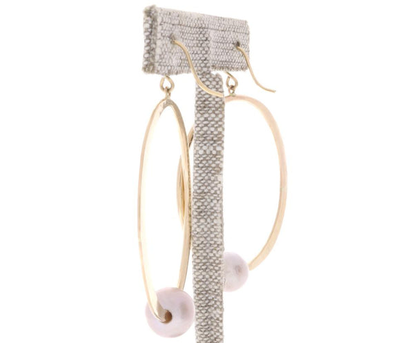 Pink Pearl Crescent Moon Hoops