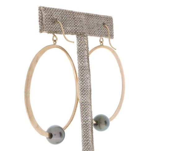 Tahitian Pearl Crescent Moon Hoops
