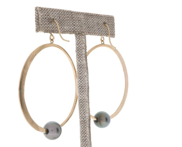 Tahitian Pearl Crescent Moon Hoops