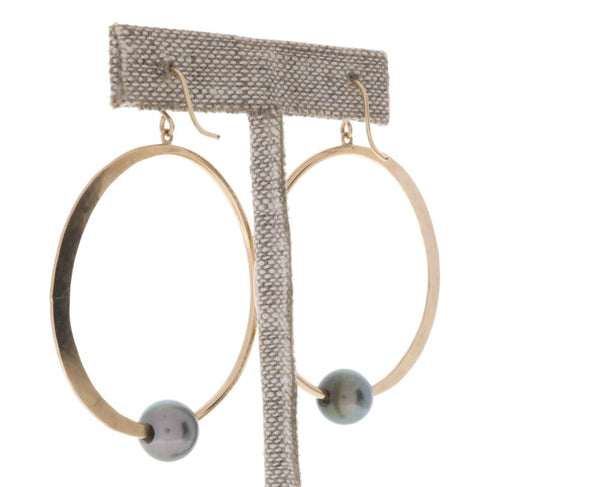 Tahitian Pearl Crescent Moon Hoops