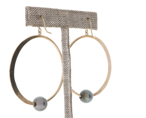 Tahitian Pearl Crescent Moon Hoops