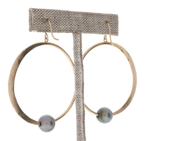 Tahitian Pearl Crescent Moon Hoops