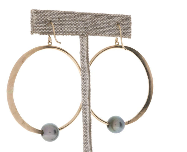 Tahitian Pearl Crescent Moon Hoops