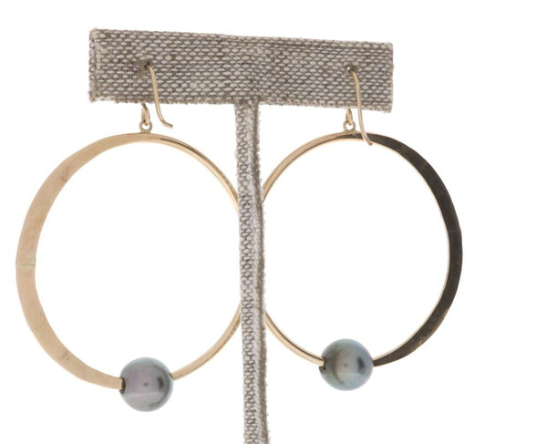 Tahitian Pearl Crescent Moon Hoops