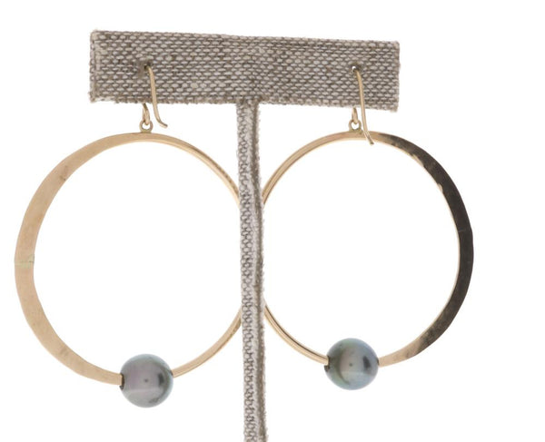 Tahitian Pearl Crescent Moon Hoops