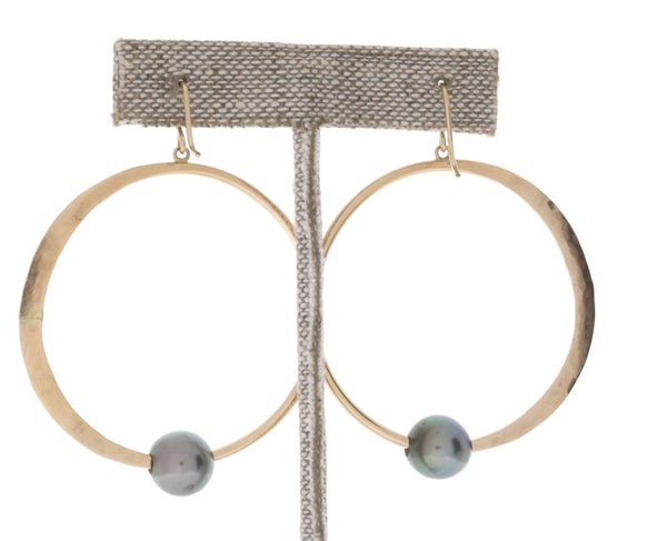 Tahitian Pearl Crescent Moon Hoops